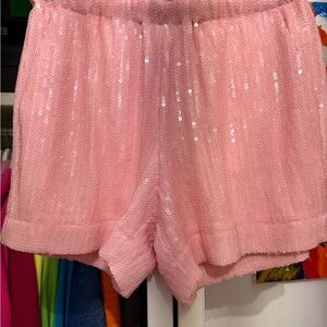 Trina Turk Pink Sequin High Waist Shorts